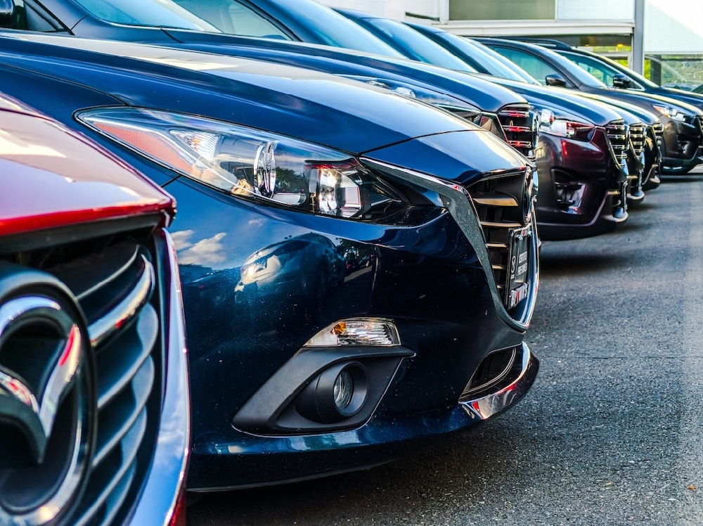 Vehicles in a car rental lot